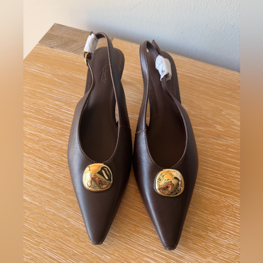 NWOB! MADEWELL The Emilie Slingback Pump Coffee Bean Leather Size 6.5 FLAW🚨 - Picture 3 of 16